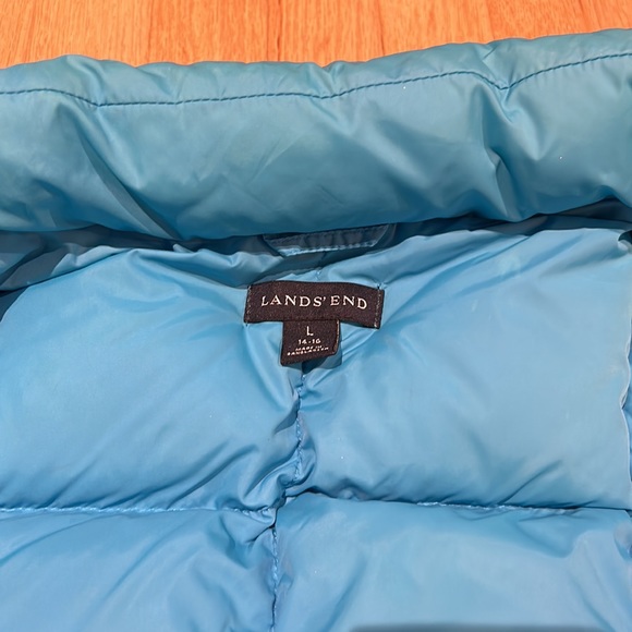Lands End turquoise Children’s down vest - Picture 4 of 5